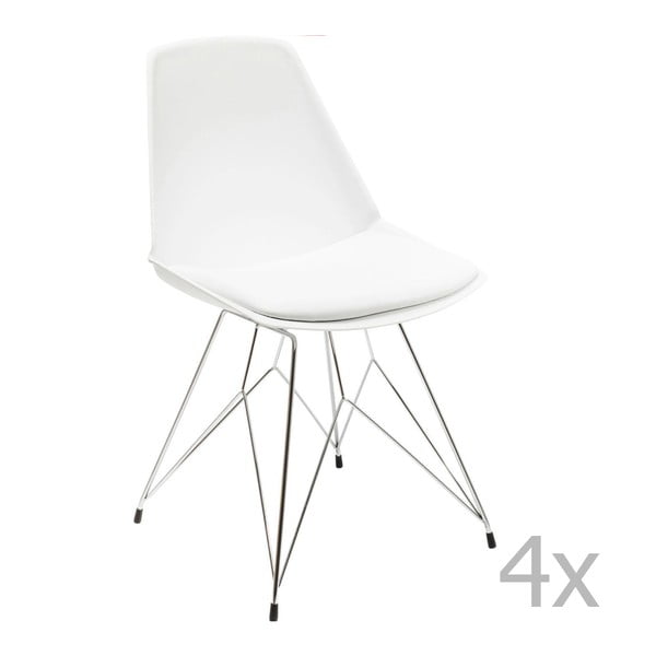 4 baltu krēslu komplekts Kare Design Wire White