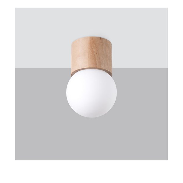 Balta/dabīga toņa griestu lampa ar stikla abažūru ø 12 cm Surtur – Sollux-image-2