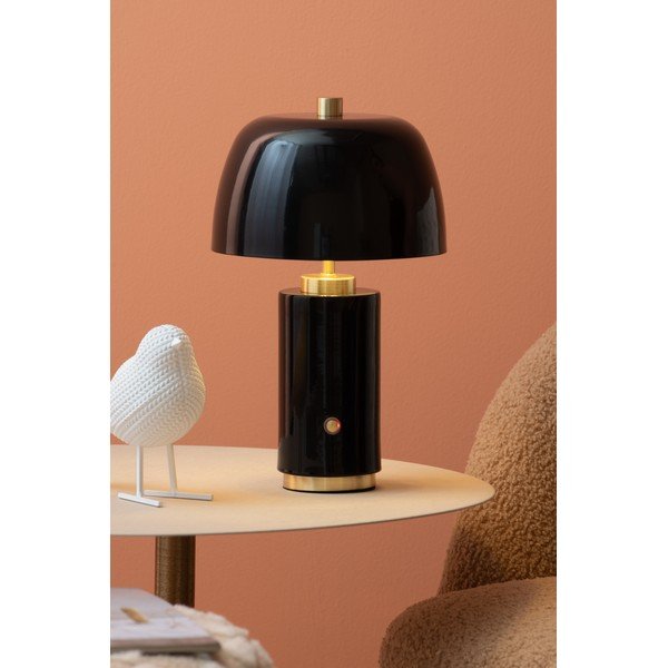 Melna LED galda lampa ar regulējamu spilgtumu ar metāla abažūru (augstums 30 cm) Freya – Leitmotiv-image-1