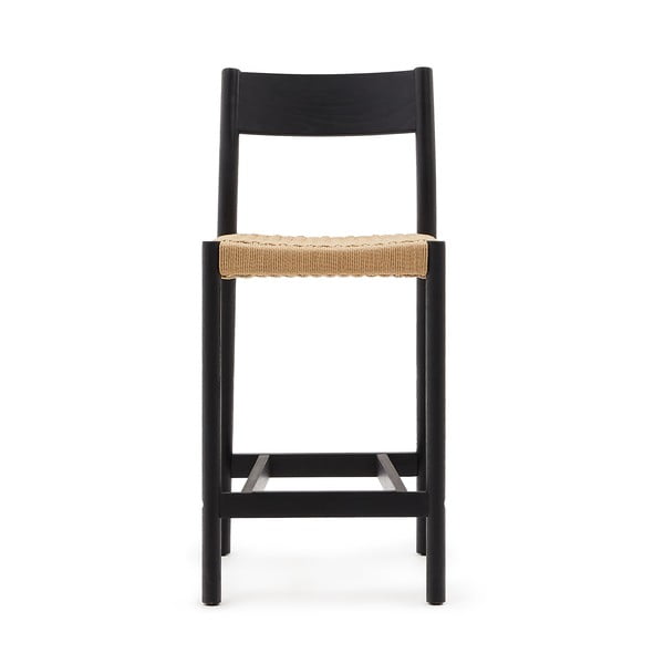 Melns/dabīga toņa ozola masīvkoka bāra krēsls (sēdekļa augstums 65 cm) Yalia – Kave Home-image-4