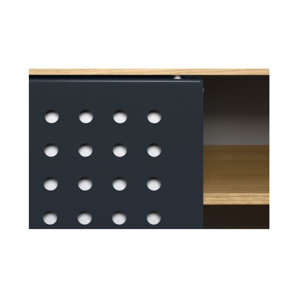 TV kumode ar ozolkoka dekoru un melnām un baltām detaļām TemaHome Dann Dots, garums 135 cm-image-1