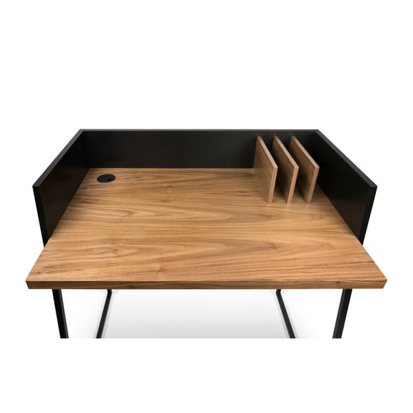 Melns darba galds ar riekstkoka detaļām TemaHome Volga-image-4