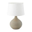 Balti brūna keramikas un auduma galda lampa Reality Martin, augstums 29 cm