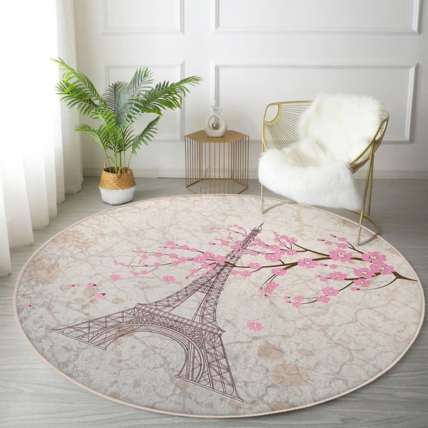 Gaiši rozā mazgājams robotu putekļu sūcējiem piemērots apaļš paklājs ø 120 cm Comfort – Mila Home-image-2