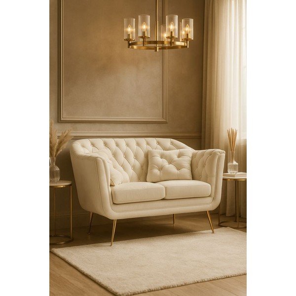 Krēmkrāsas samta dīvāns 130 cm Budapest – Mauro Ferretti-image-1