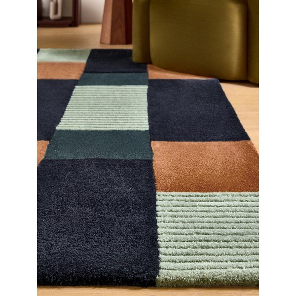 Tumši zils ar rokām darināts paklājs no pārstrādātas šķiedras 200x290 cm Franka – MADE-image-3