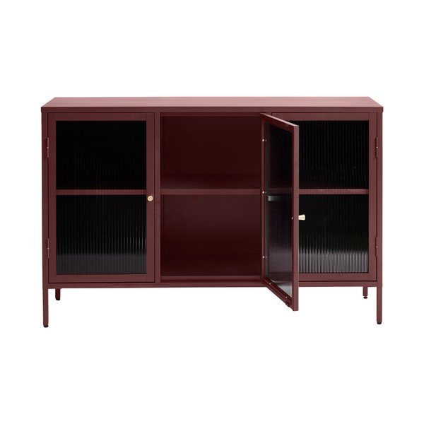 Sarkana metāla vitrīna 132x85 cm Bronco – Unique Furniture-image-2