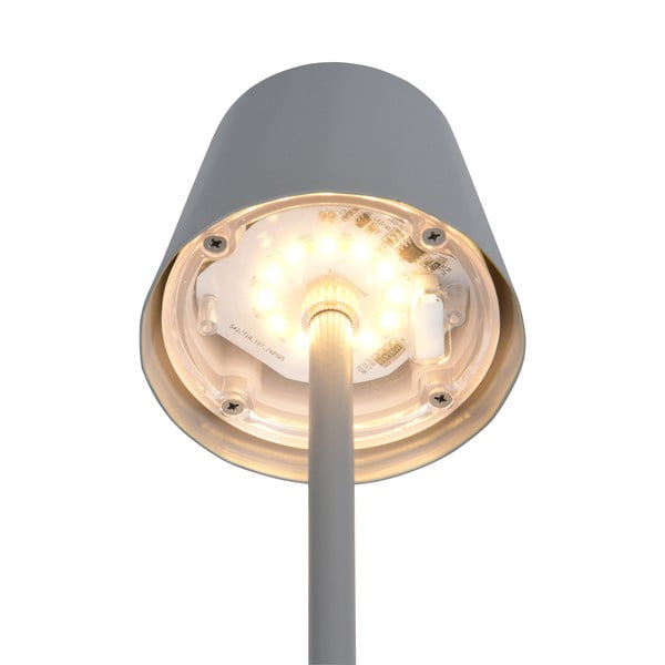 Pelēka LED galda lampa ar metāla abažūru (augstums 21 cm) Diaz – Trio-image-4