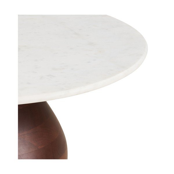 Balts/tumša dabīga toņa apaļš žurnālgaldiņš ar marmora virsmu ø 70 cm Heide – House Nordic-image-4