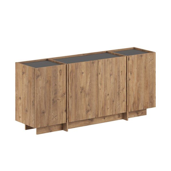 Dabīga toņa kumode ar priedes koka imitāciju ar caurumu vadiem 180x80x45 cm Dorma – Kalune Design