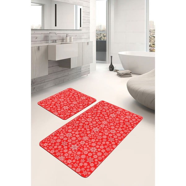 Sarkani vannas istabas paklājiņi (2 gab.) 60x100 cm – Mila Home