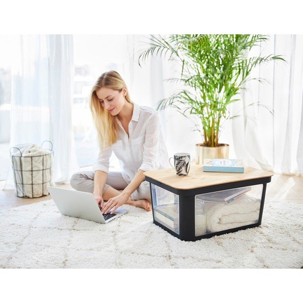 Melns plastmasas uzglabāšanas kastes vāks 57x39x3 cm Albris – Rotho-image-1