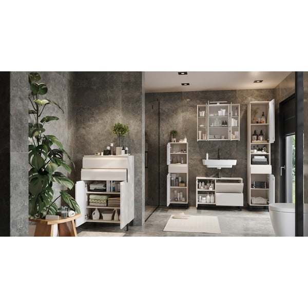 Krēmkrāsas zems skapītis zem izlietnes 80x56 cm Salinas – Germania-image-4