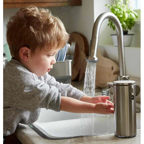 Pelēks automātiskais ziepju dozators no tērauda 266 ml – simplehuman-image-4