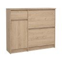 Dabīga toņa atverams apavu plaukts ar ozolkoka imitāciju 109x93x32 cm Naia – Tvilum