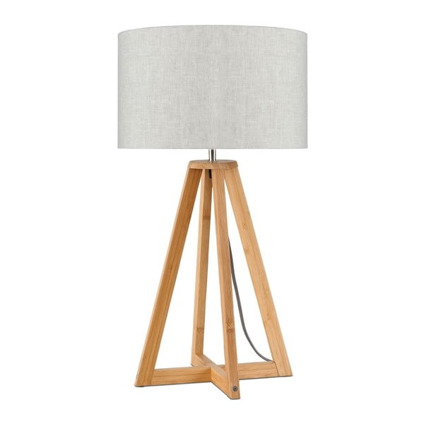 Galda lampa ar gaišu smilškrāsas toni un bambusa struktūru Good&Mojo Everest