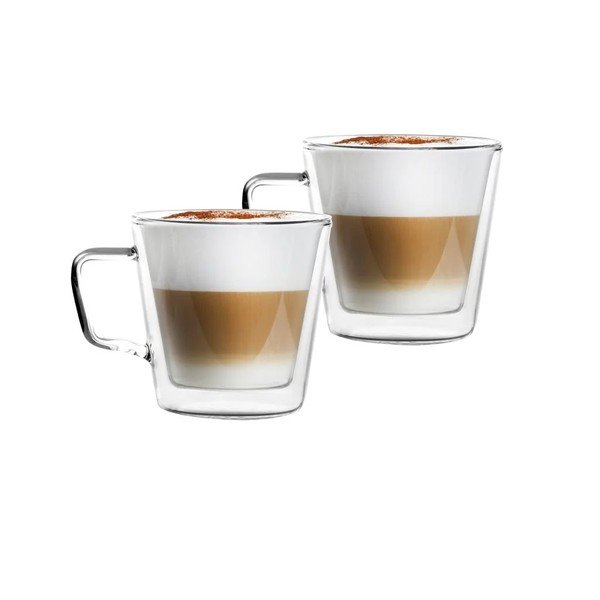 Stikla krūzes (2 gab.) kapučīno/ar dubultsienu 350 ml – Vialli Design