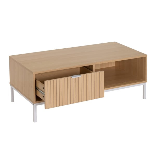 Dabīga toņa žurnālgaldiņš ar ozolkoka imitāciju 50x110 cm Mid-Lines – Casa Selección-image-1