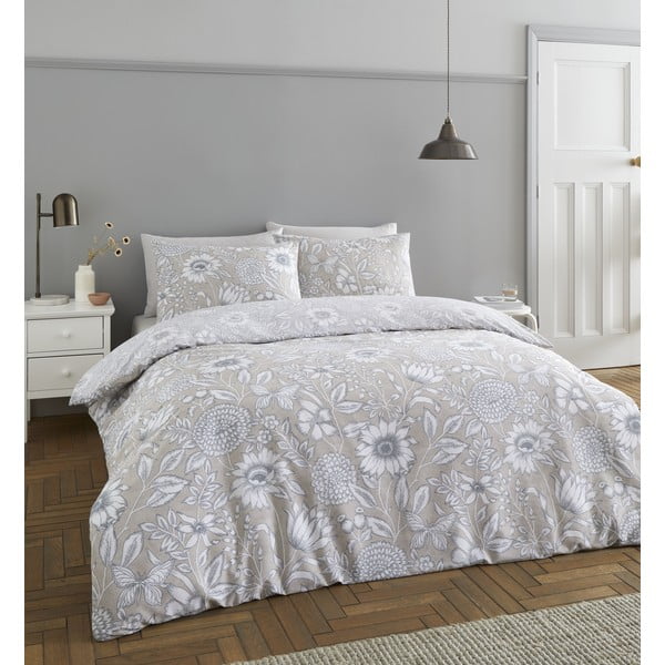 Pelēka gultas veļa 200x135 cm Tapestry Floral – Catherine Lansfield-image-1