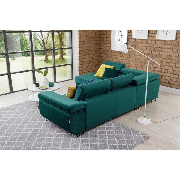 Zaļš samta salokāms/ar uzglabāšanas vietu stūra dīvāns (ar kreiso stūri/L veida) Anton – ELTAP-image-4