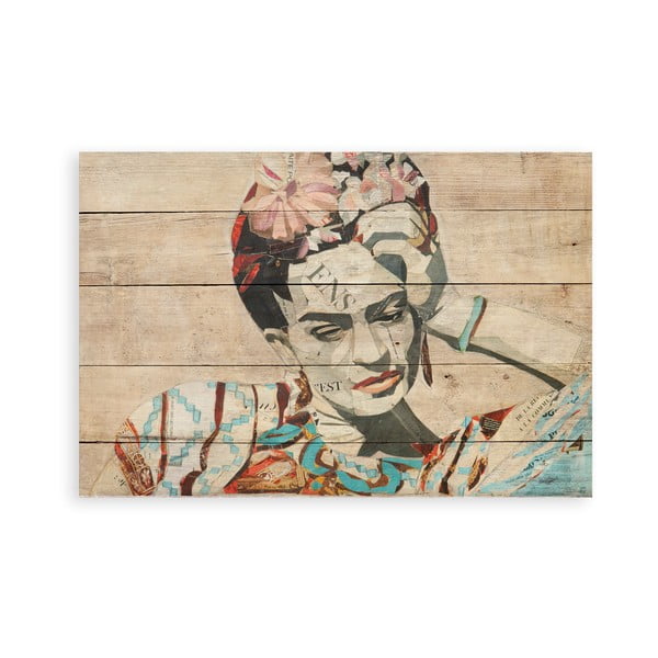 Sienas rotājums no priedes koka Madre Selva Collage of Frida, 40 x 60 cm
