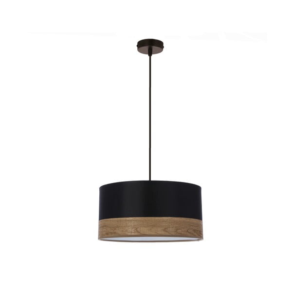 Melna piekaramā lampa ar auduma abažūru ø 30 cm Porto – Candellux Lighting