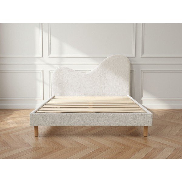Balta polsterēta polsterēta divvietīga gulta ar redelēm 160x200 cm Celina – Bobochic Paris-image-2