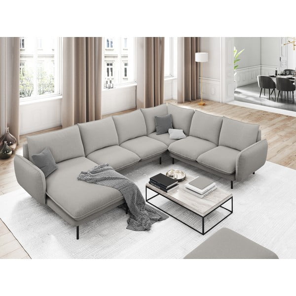 Gaiši pelēks U veida dīvāns Cosmopolitan Design Vienna, labais stūris-image-1