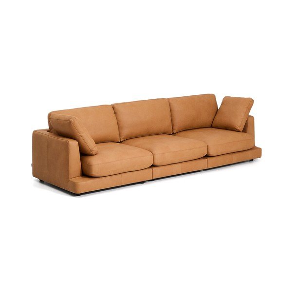 Brūns ādas dīvāns 300 cm Gala – Kave Home