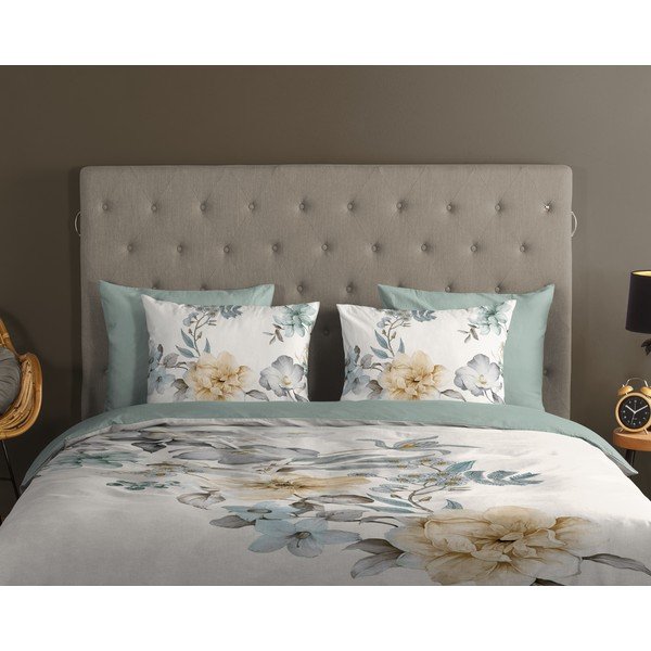 Zaļa/krēmkrāsas vienguļamā kokvilnas gultas veļa 140x220 cm Celina – Good Morning-image-2