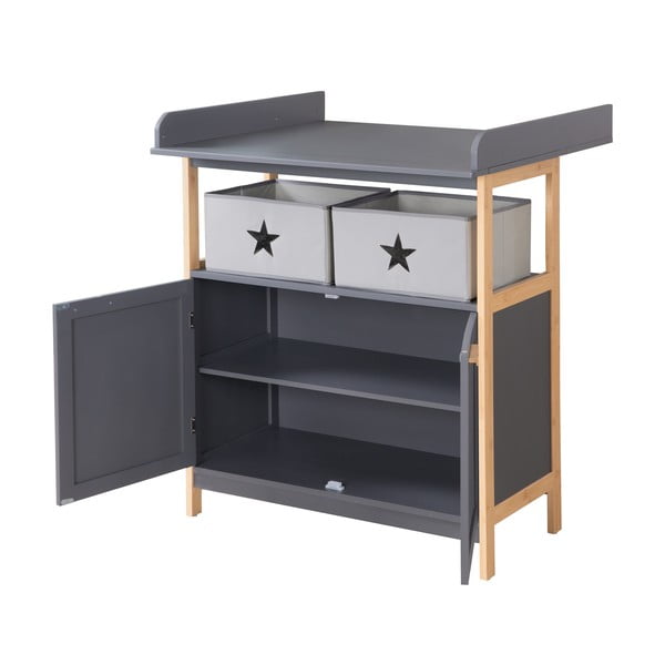 Antracīta pelēka zema bērnu kumode ar pārtinamo galdiņu 87x75 cm Berlin – Roba-image-2