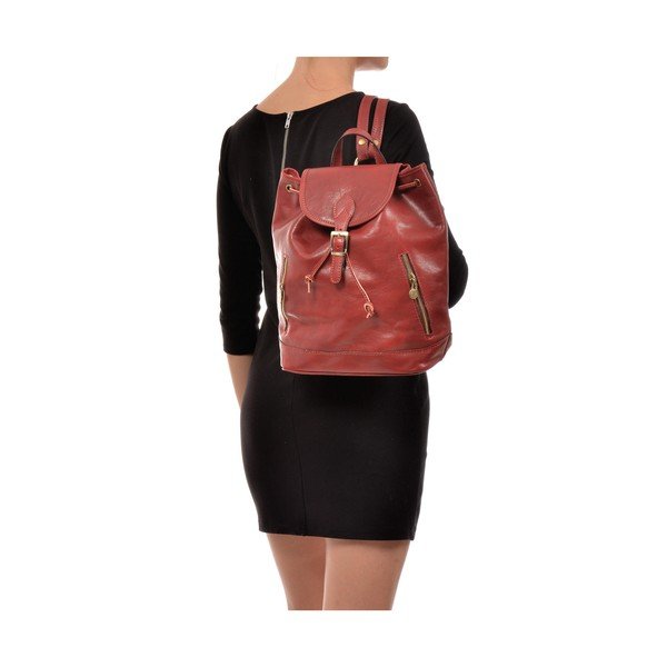 Sarkana ādas mugursoma Sofia Cardoni Cindy-image-4