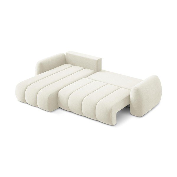 Bēšs salokāms stūra dīvāns no buklē auduma ar uzglabāšanas vietu (ar kreiso stūri/ar zvilni) Pele – Makamii-image-4