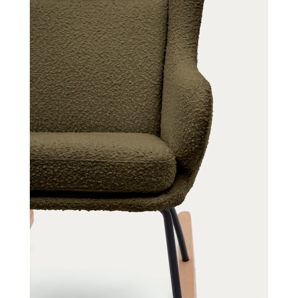 Zaļš šūpuļkrēsls no buklē auduma Maustin – Kave Home-image-3