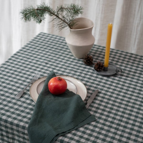Lina galdauts 140x200 cm Forest Green Gingham – Linen Tales-image-1