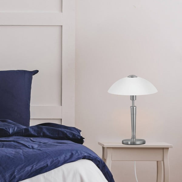 Pelēka galda lampa ar regulējamu spilgtumu ar stikla abažūru (augstums 35 cm) SOLO 1 – EGLO-image-1