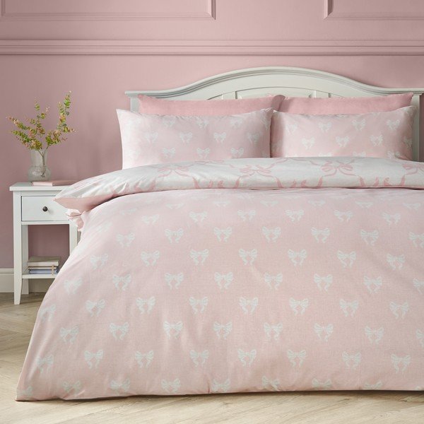 Rozā vienguļamā gultas veļa 135x200 cm Pretty Bows – Catherine Lansfield-image-2