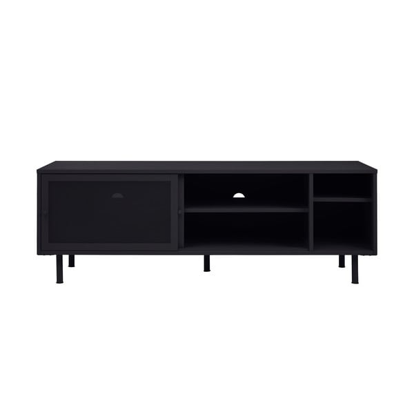 Melns metāla TV galdiņš 160x55x45 cm Veep – Unique Furniture-image-2