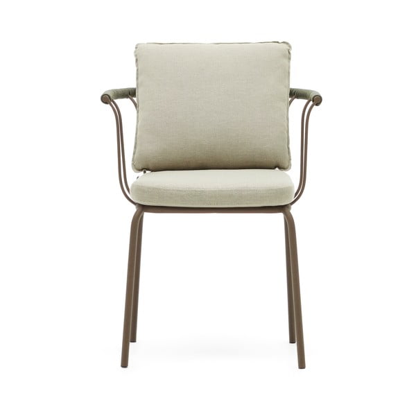 Zaļš/bēšs metāla dārza krēsls Salguer – Kave Home-image-2