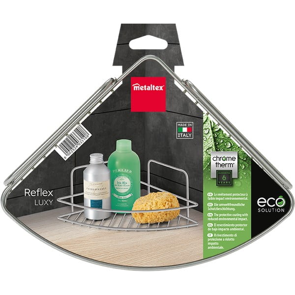 Spīdīgas sudraba krāsas tērauda vannas istabas plaukts Luxy – Metaltex-image-2