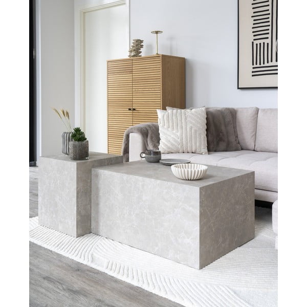 Bēšs žurnālgaldiņš ar marmora imitāciju 60x80 cm Prague – House Nordic-image-1