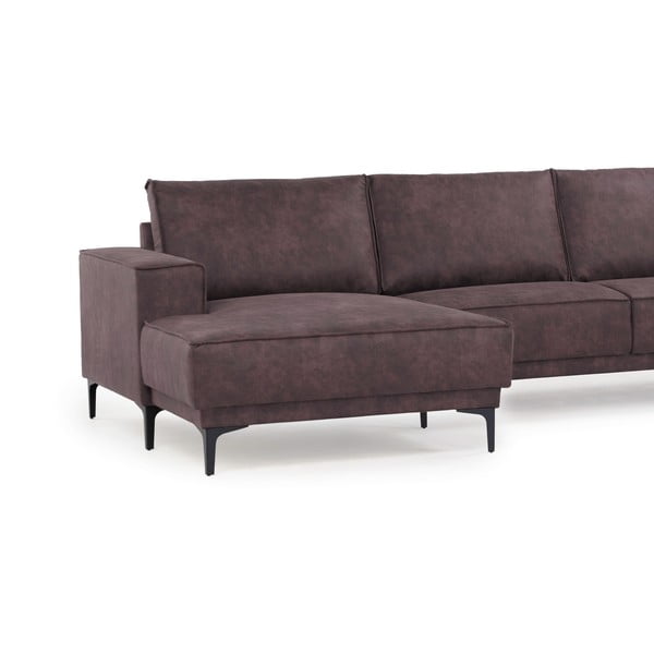 Tumši brūns stūra dīvāns no ādas imitācijas (ar kreiso stūri) Copenhagen – Scandic-image-4