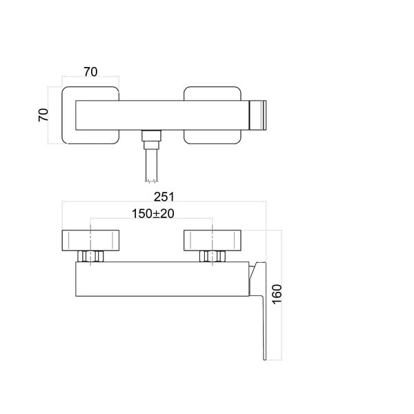Spīdīgas sudraba krāsas sienas jaucējkrāns dušai (ar 1 izvadu) Latus – Sapho-image-1