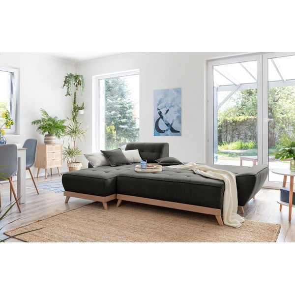 Tumši pelēks izlaižams stūra dīvāns ar glabāšanas vietu Miuform Dazzling Daisy-image-4