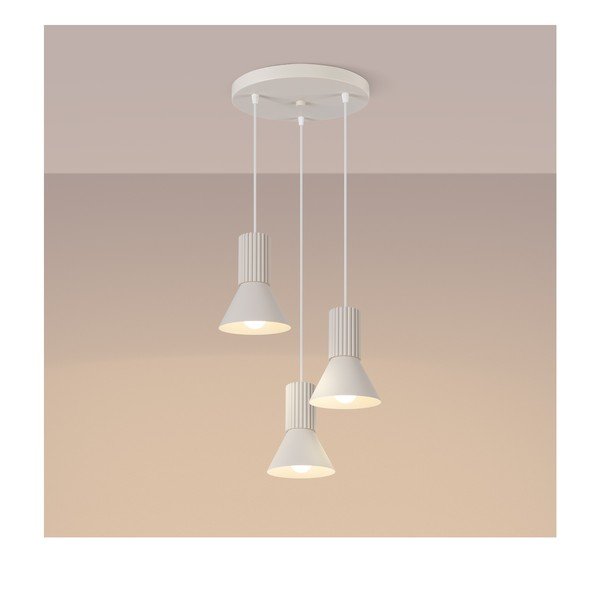 Bēša metāla piekaramā lampa ø 30 cm Niru – Sollux-image-2
