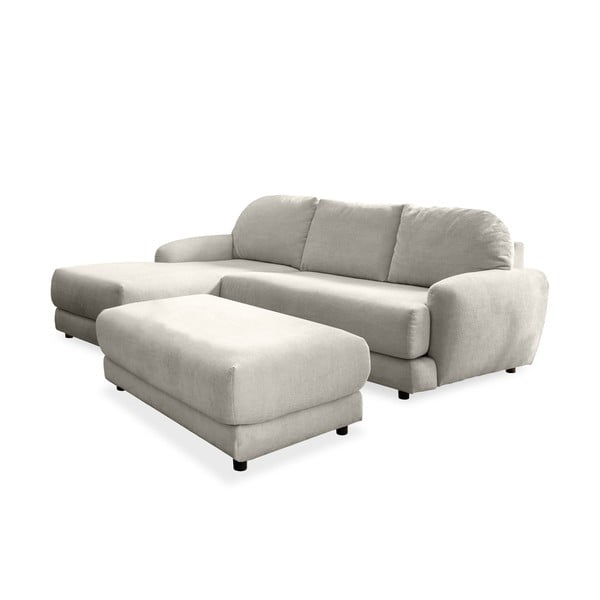 Balts stūra dīvāns (kreisais stūris) ar kāju soliņu Comfy Claude – Miuform