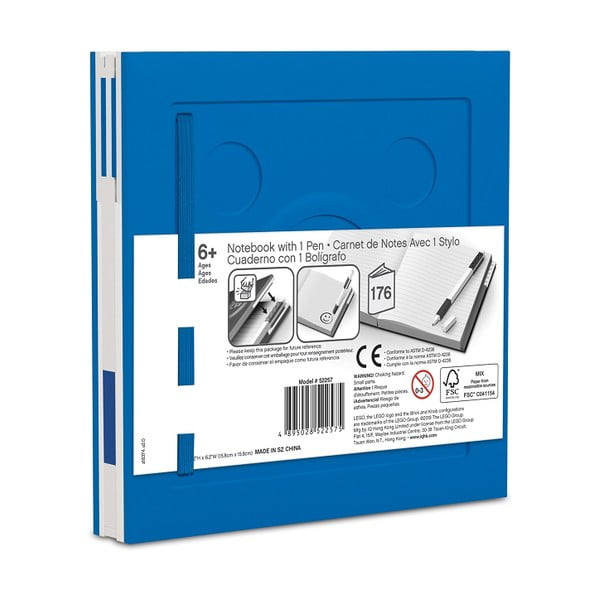 Zils kvadrātveida blociņš ar gēla pildspalvu LEGO®, 15,9 x 15,9 cm-image-2