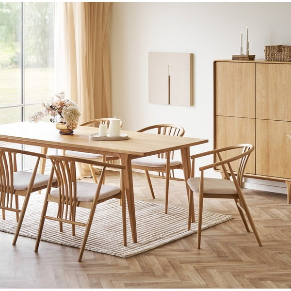 Dabīga toņa ozola masīvkoka pusdienu krēsls ar roku balstiem Agustin – House Nordic-image-2