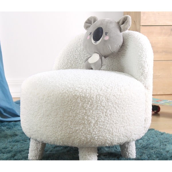 Balts bērnu atpūtas krēsls no buklē auduma Moouv – Artie-image-4