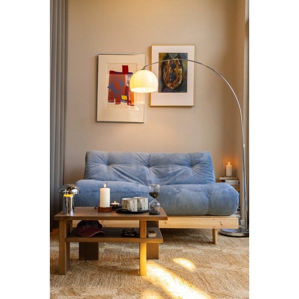 Gaiši zils velveta salokāms dīvāns 140 cm Roots – Karup-image-1